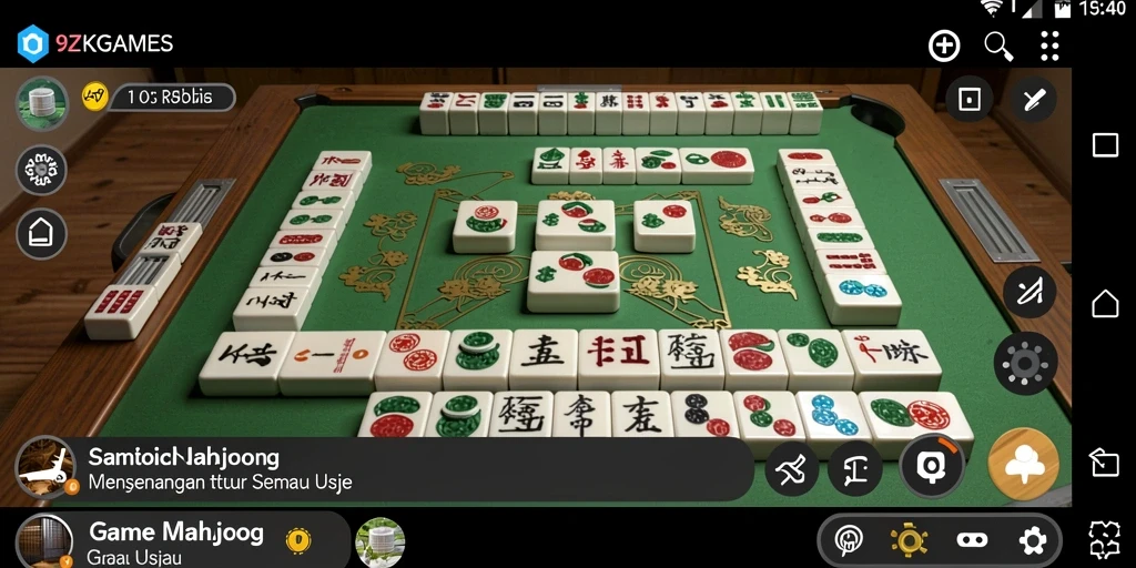 Tampilan menarik gameplay Mahjong di 9ZKGAMES, penuh warna.