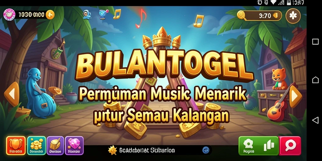 Tangkapan layar gameplay <strong>BULANTOGEL</strong> menunjukkan antarmuka yang menarik dan lagu-lagu seru.