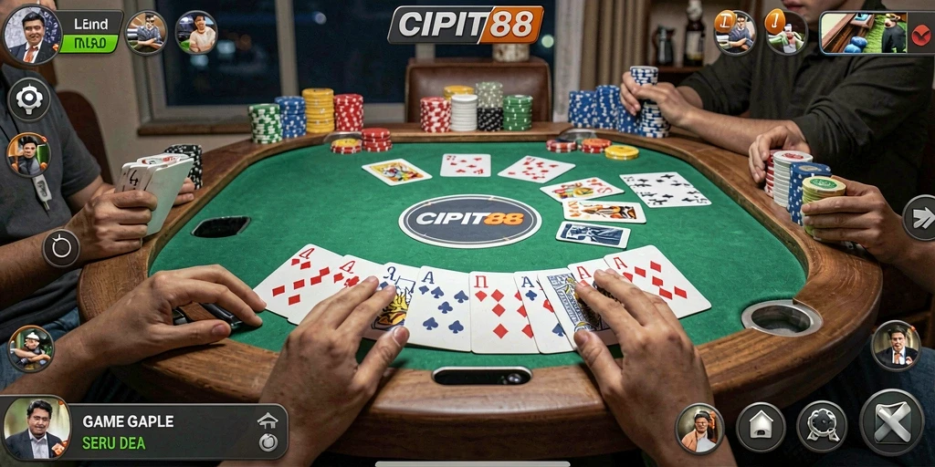 Tampilan gameplay seru dalam permainan Gaple.