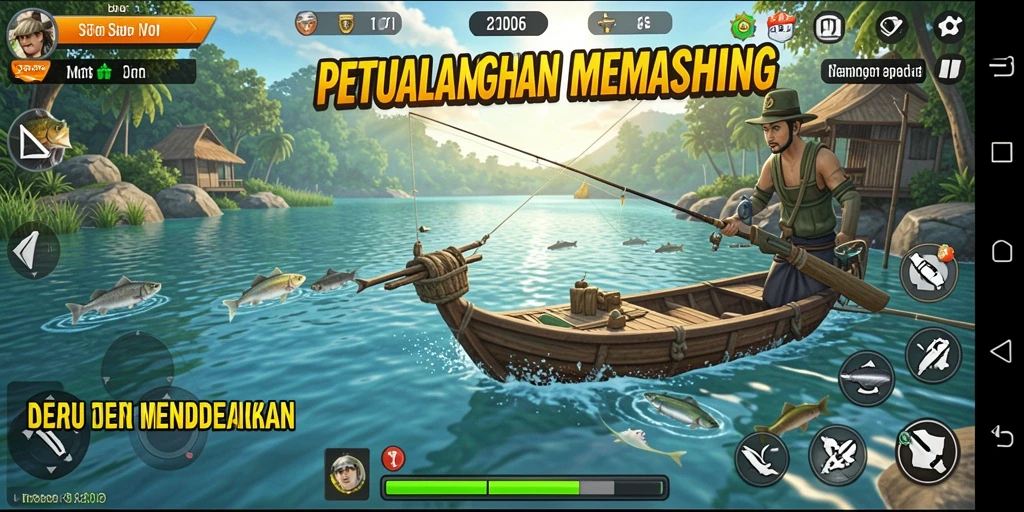 Tampilan gameplay D06 dengan suasana memancing yang menakjubkan.
