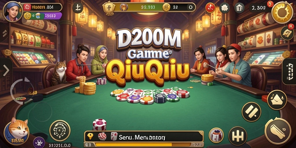 Screenshot gameplay D200M yang menampilkan aksi seru bermain QiuQiu.