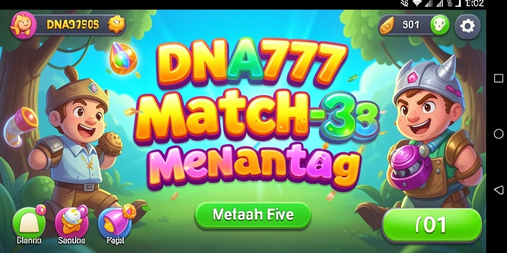 Tampilan menarik dari gameplay <strong>DNA777</strong> saat mencocokkan elemen.