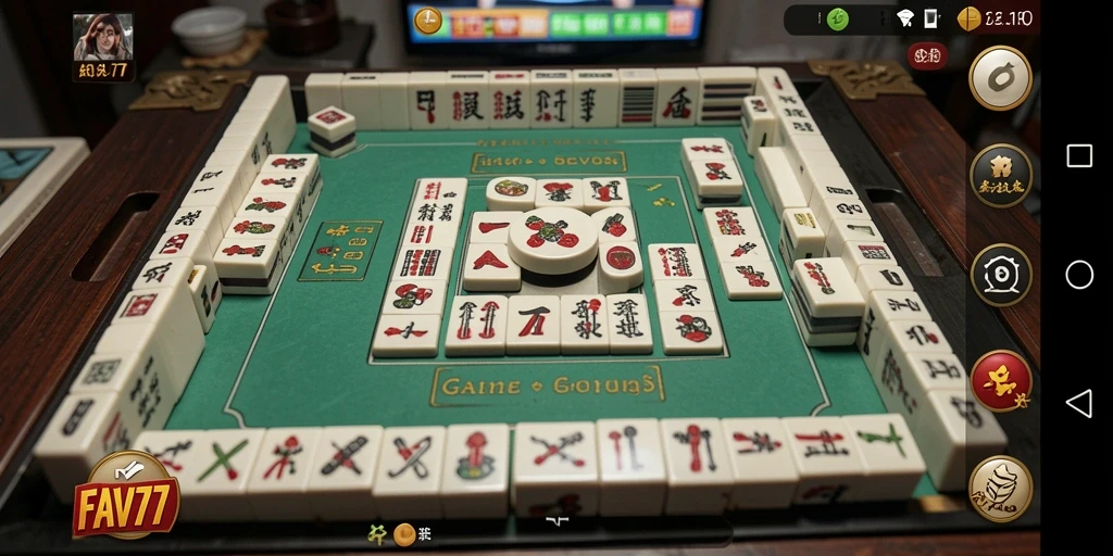 Screenshot FAV77 saat pemain menyusun balok Mahjong.