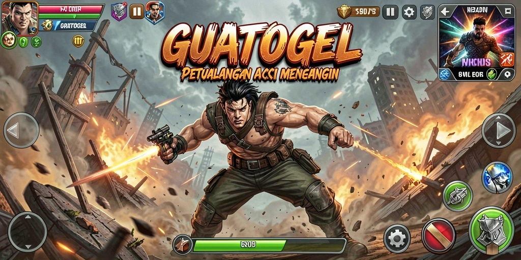 Tangkapan layar GUATOGEL menunjukkan aksi mendebarkan di setiap level.