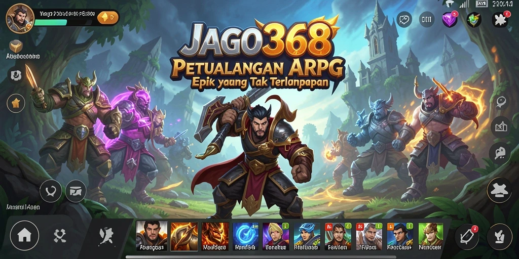 Screenshot utama JAGO368 menampilkan aksi pertarungan seru dalam dunia ARPG.