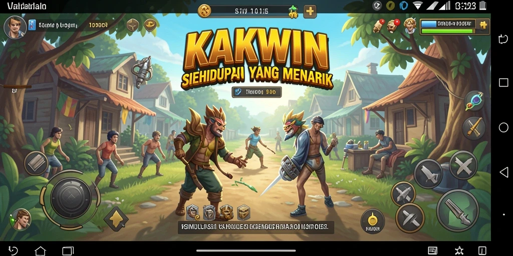 Tampilan gameplay KAKWIN yang menggambarkan simulasi kehidupan.