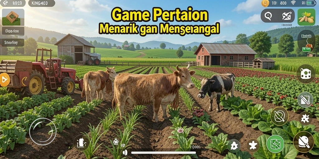 Screenshot KING403 menampilkan gameplay seru saat bertani.