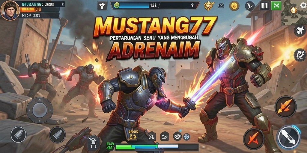 Tangkapan layar pertarungan intens di MUSTANG77 yang menampilkan aksi spektakuler.