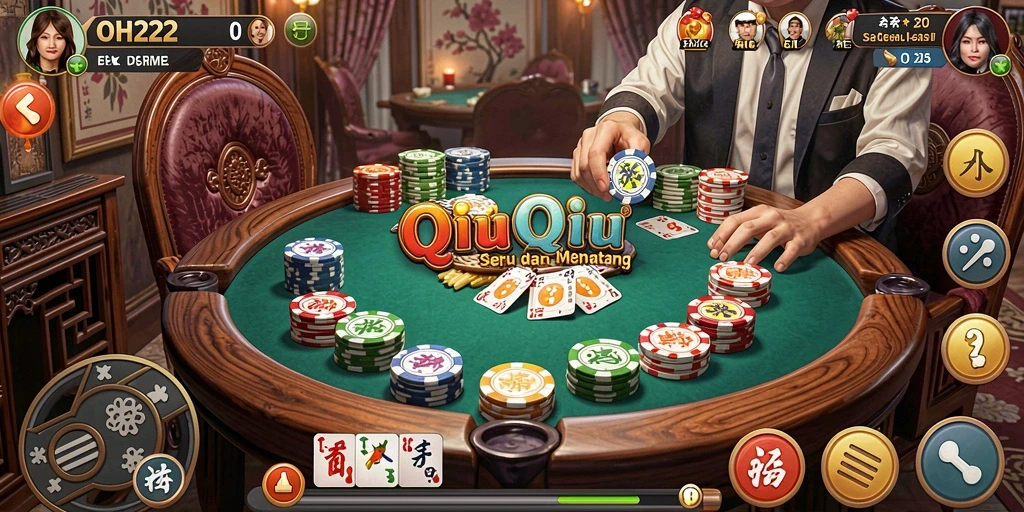 Tampilan menarik dari gameplay QiuQiu di OH222.