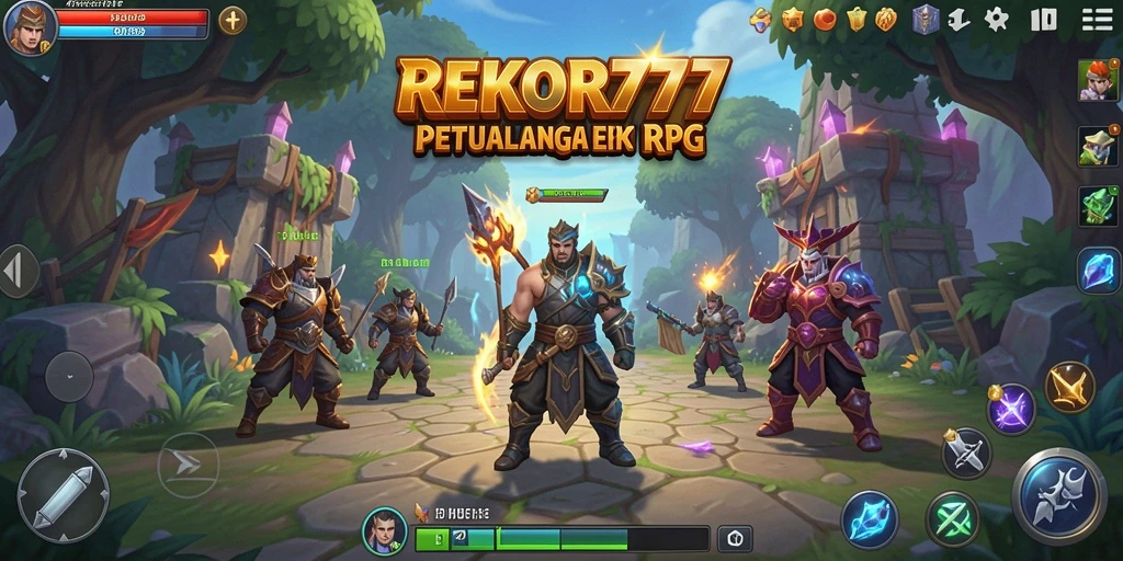 Screenshot utama REKOR777 menampilkan aksi pertarungan RPG yang seru.
