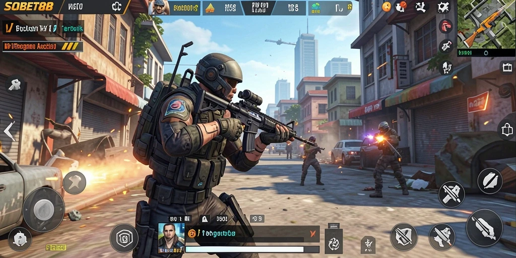 Tampilan aksi seru dari gameplay SOBET88 yang penuh dengan adrenalin.